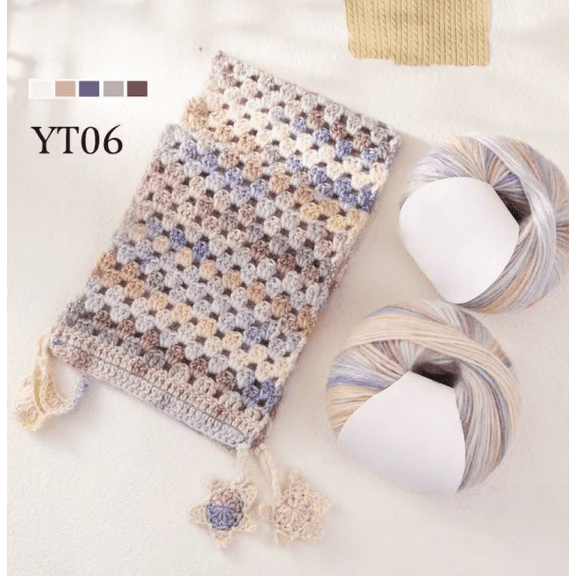 Mictong fine spun yarn, 120g blended multi-color yarn, multi-color yarn used for crochet or hand weaving, smooth and durable yarn suitable for DIY crafts and clothing, 1 piece, style E