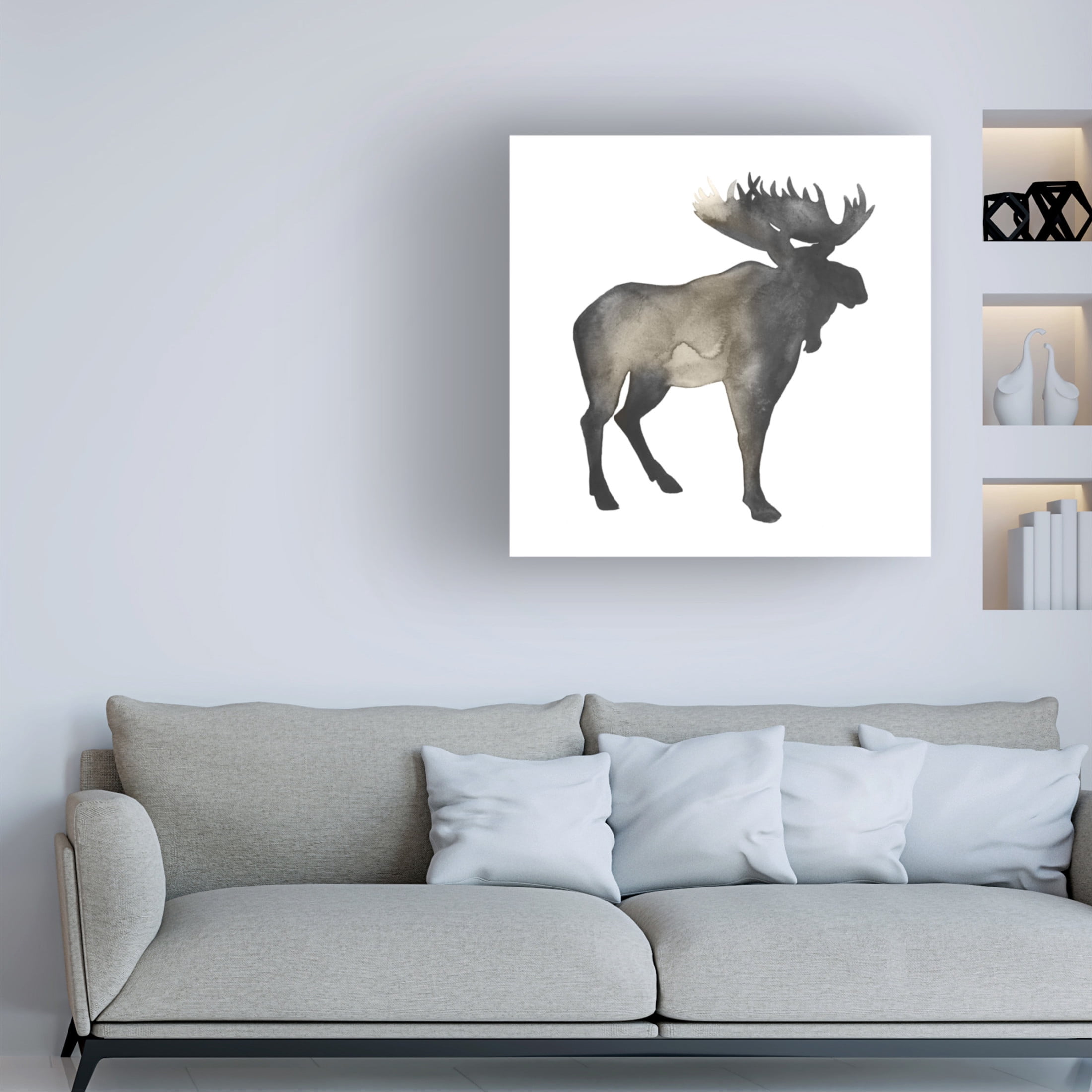 Canvas Wall Art - Grace Popp 'Sepia Animal Silhouette III' Wall Art for Living Room, Bedroom, or Office Décor by Trademark Fine Art - 35 x 35 Inches