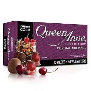 Queen Anne Cordial Cherries Assorted Flavors: Milk Chocolate, Dark Chocolate, Cherry Cola, French Vanilla, & Dark Chocolate with Coconut , (10 Pieces Each)