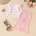 thumbnail image 2 of TOWED22 Infant Kids Toddler Girl Outfits Clothing 2pcs Long Sleeve Crewneck Tee and Relaxed Pants Set Print Clothes(Pink,2-3 Y), 2 of 4