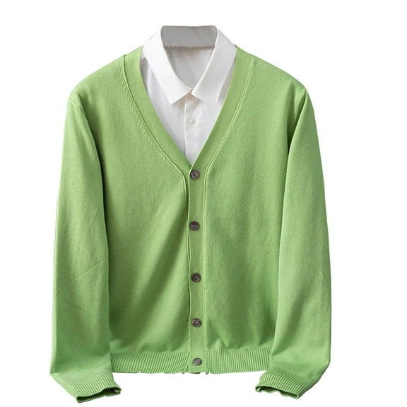 Turilly Cardigan Sweaters for Men Men's Youth Fashion Casual Color V-Neck Long Sleeve Sweater
