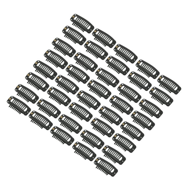 Snap Clip, Replacement Accessory 9 Teeth 40pcs Clip 1.3in Portable For Hair Salon Black