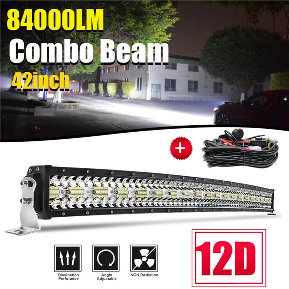LED Light Bar 42Inch Curved 785W  78500lm Triple Row Flood Spot Combo Beam Led Bar Driving Lights Super Bright Led Off Road Lights for Trucks Jeep SUV UTV ATV Boat 4WD