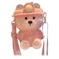 thumbnail image 1 of Bonita botella de agua de 1 l con pajita y asa, gran capacidad, forma de oso, portátil. Rosado, 1 of 7