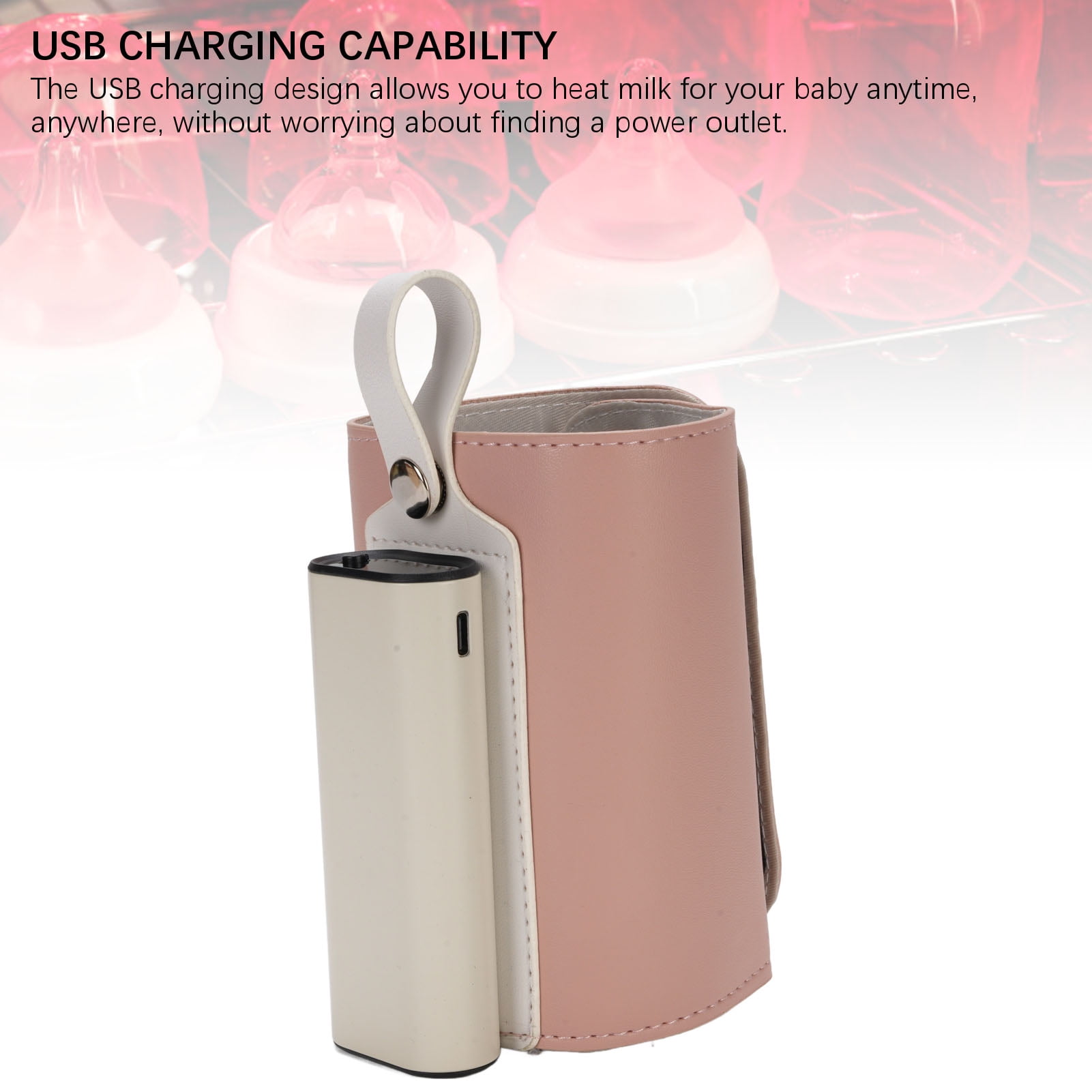 Nieyigj Portable Baby Bottle Warmer with 21 Temperature Settings 5800mAh Battery USB Charging Insulated Cover Fast Milk Warmer for Travel and Outdoors Pink