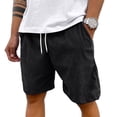 thumbnail image 2 of Mens Corduroy Shorts 7 Inch Elastic Waist Drawstring Lightweight Beach Shorts With Pockets Black L, 2 of 6