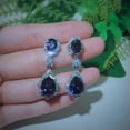 thumbnail image 3 of Trendy Cubic Zircon Water Drop Allure Purple Dangle Drop Bridal Party Earrings, 3 of 9