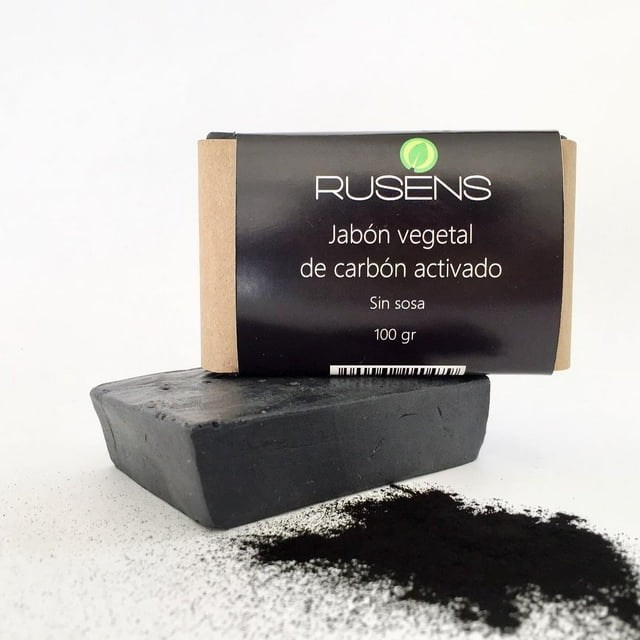Kit de 3 Jabones de Carbón Activado RUSENS 100% Natural. Elimina Toxinas, Impurezas y Regula Grasa en la Piel