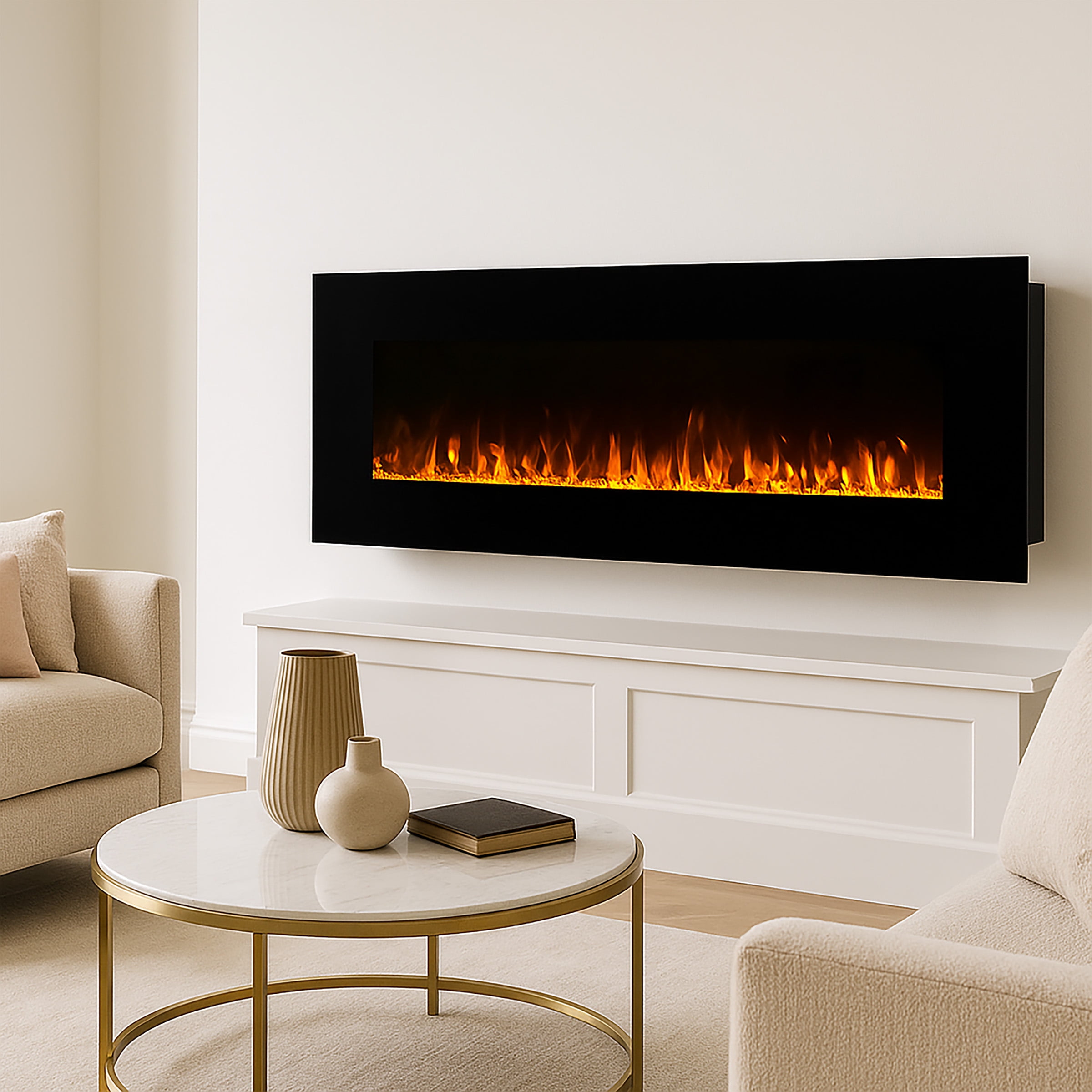 Somerset Home 50” Wall Mount Electric Fireplace, Black - Walmart.com