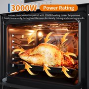 JustSmart 24 Built-In Steam Oven, Stainless Steel Touch Control, 2.5 Cu.Ft Convection Wall Oven, 3000W 240V 8 Functions, Silver