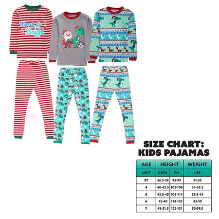 Joyin Boys Christmas Pajamas, 3 Sets Assorted, Child Size 7Y
