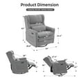 thumbnail image 3 of Oversized Swivel Rocker Recliner Chair, 26" Extra Wide Glider Nursery Chair with Adjustable Headrest, Chenille Power Recliner Rocking with Double Cushion, Cup Holder, Grey, 3 of 10