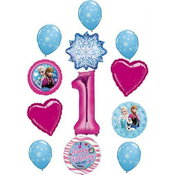 Frozen Party Supplies 1st Birthday Balloon Bouquet Decorations Elsa, Anna and Olaf Let It Snow