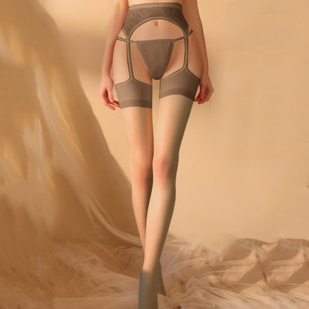 Women s Stockings Garter Belt Lace Women 4 Strap With Stocking For Thigh Highs Elegant Lingerie Gray Women s Accessories Stockings