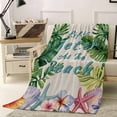 thumbnail image 4 of Fleece Blanket Vintage Watercolor Tropical Plants Blankets, Soft Cozy Warm Flannel Throw Blanket, Marine Creature on Linen Blanket for Bed Couch Sofa,30x40In, 4 of 9