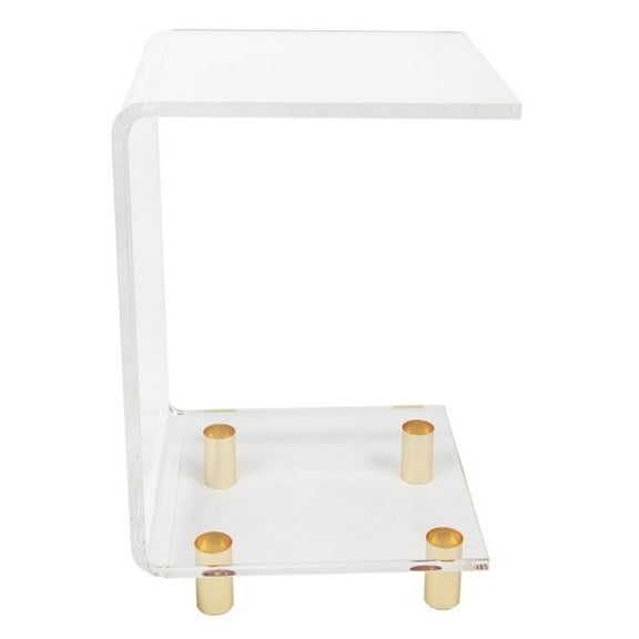 Pemberly Row Pure Decor C Shape Lucite and Acrylic Accent Table in Clear