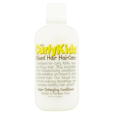 CurlyKids Mixed Hair HairCare Super Detangling Conditioner, 8 fl oz, Squeeze Dispenser Bottle