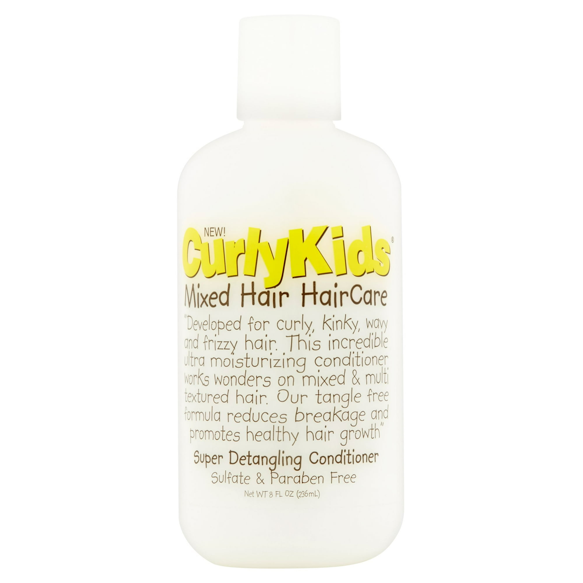 CurlyKids Mixed Hair HairCare Super Detangling Conditioner, 8 fl oz, Squeeze Dispenser Bottle