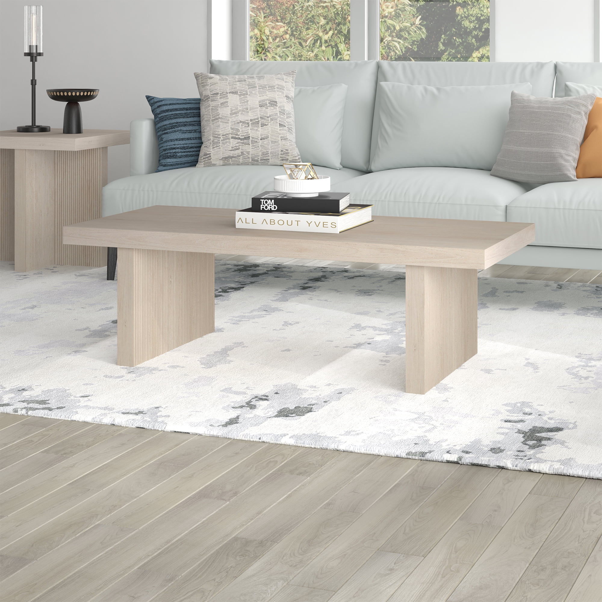 Evelyn&Zoe Modern/Contemporary 48" Wide Alder White Coffee Table