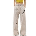 thumbnail image 2 of Zipper Pants Women's Cargo Pants with Deep Pockets, Pull Rope Adjustable Elastic Waist, Breathable Quick Dry Workout Trousers for Hiking Travel, Fitness Gifts for Women | CSEONE,Khaki XL, 2 of 6