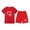 Red, variant on Hrsba Fashion Boy And Girls' Casual Short Sleeve Round Neck Collar Botton Solid Color Short Pants Sets,Toddler Summer Short Sleeve Round-Neck Blouses & Shirts Sets