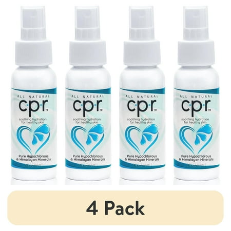 (4 pack) CPR Hydrating Facial Mist with Hypochlorous Acid – Travel-Size Skin Care Solution for Hydration and Acne Relief, Hypoallergenic and Suitable for All Skin Types, 2 fl oz (59mL)