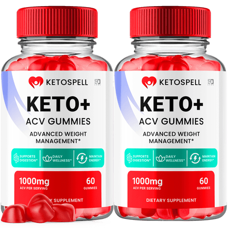 Keto Spell ACV Gummies 1000MG Apple Cider Vinegar Vitamin B12 - 2 Pack