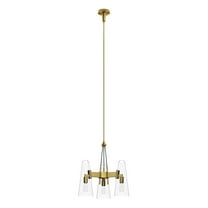Modway Beacon 3-Light Pendant Light in Clear Satin Brass