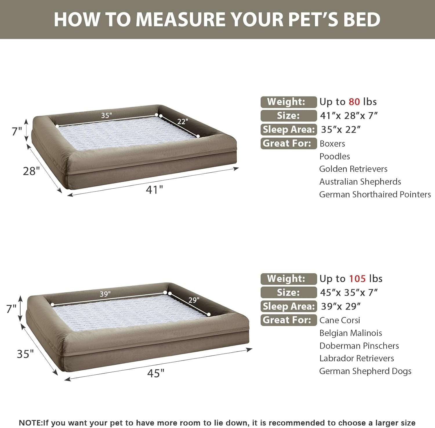 ECPXL Extra Large Dog Bed, Washable Dog Couch with Removable Waterproof Cover, Orthopedic Large Pet Sofa Bed with Bolster Sides for Sleeping
