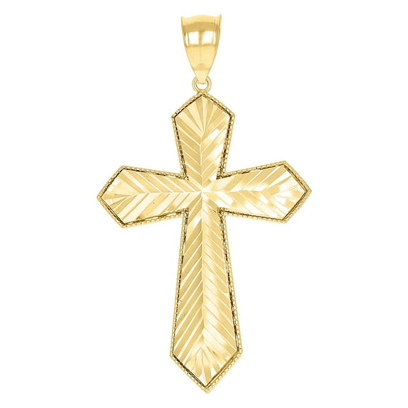 10k Yellow Gold Mens Cross Religious Charm Pendant 60.5x34mm Wide Necklace for Men - 4.9 Grams