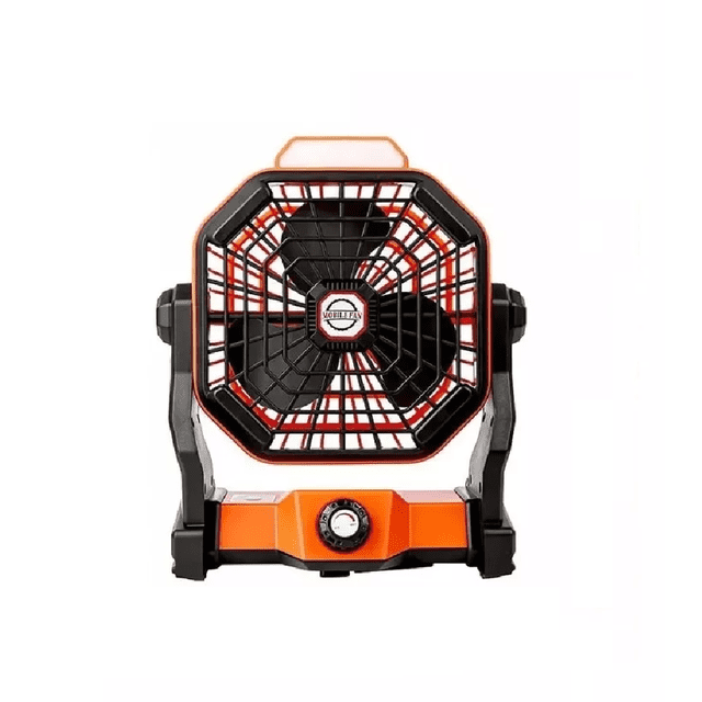 Ventilador De Camping Portátil Recargable Con Luz Led Naranja