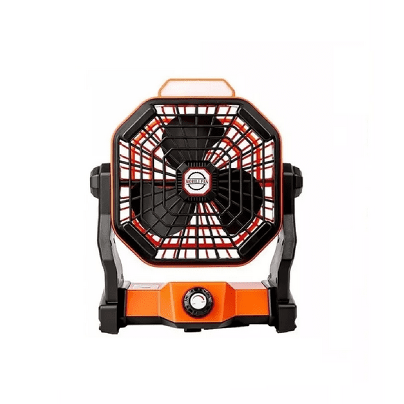 Ventilador De Camping Portátil Recargable Con Luz Led Naranja