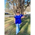 thumbnail image 5 of CASSIE LIZ Womens Plus Size Tops 2X Summer V Neck Shirts Blue Fashion Short Sleeve Tee Loose Fit Tunics Spring Blouses Casual Slit Hem Pullovers 2XL 18W 20W, 5 of 8