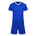 thumbnail image 2 of TOOYOU Girls Outfits Kids Short Sleeve T Shirt And Mesh Shorts Soccer Football Set Competition Training Suit Fashion Casual Clothing Set Blue Size 5-6 Years, 2 of 7