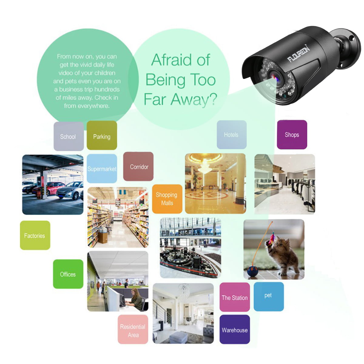 4pcs AHD 2.0MP 1/3" 1080P IN/outdoor Camera 36IR 2MP 3.6mm Lens+4 Cable 66ft+2A 