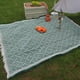 thumbnail image 4 of Manta de picnic extragrande de 180 x 180 cm, plegable, para exteriores, de poliéster y algodón, verde, impermeable y ligera | Ideal para playa, camping, picnic, regalo para parejas, boda, etc., 4 of 7