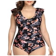 thumbnail image 1 of Huesdet Women Ruched Slimming One Piece Swimsuits Tummy Control Vintage Bathing Suits[Watermelon Red,S], 1 of 5