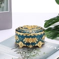 thumbnail image 5 of ABPETE Vintage Metal Jewelry Box - Oval Trinket Box Ring Case with Rose Pattern Jewelry Storage Box for Ring Earrings Necklace, Keepsake Box for Women, Blue, 5 of 18