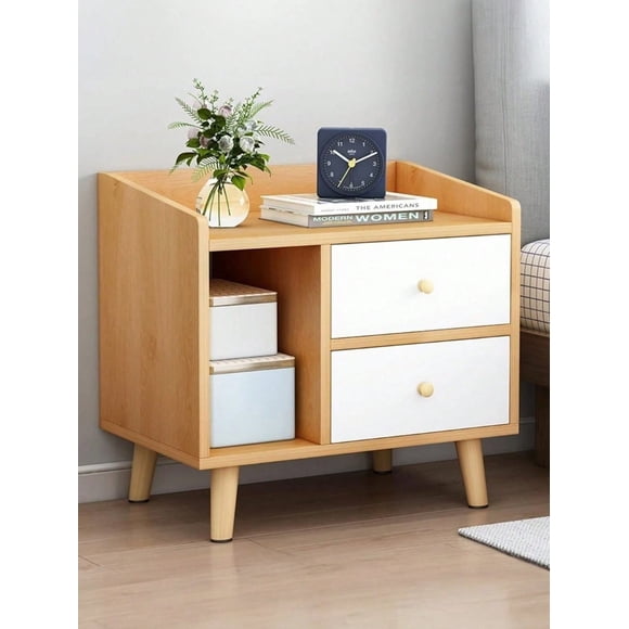 Mesita de Noche Multifuncional Muebles con 2 Cajones y Estante de Almacenamiento, Mesa Auxiliar, Gabinete de Noche para Dormitorios, Sofás, Camas, Oficinas