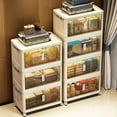 thumbnail image 4 of 19.69" Side Wide Folding Storage Cabinet ,3 Tiers,19.69"×11.81"×31.1",Collapsible Storage Bins with Magnetic Door, Plastic Storage Cabinet with Wheels, Closet organizers and Storage Containers, 4 of 10
