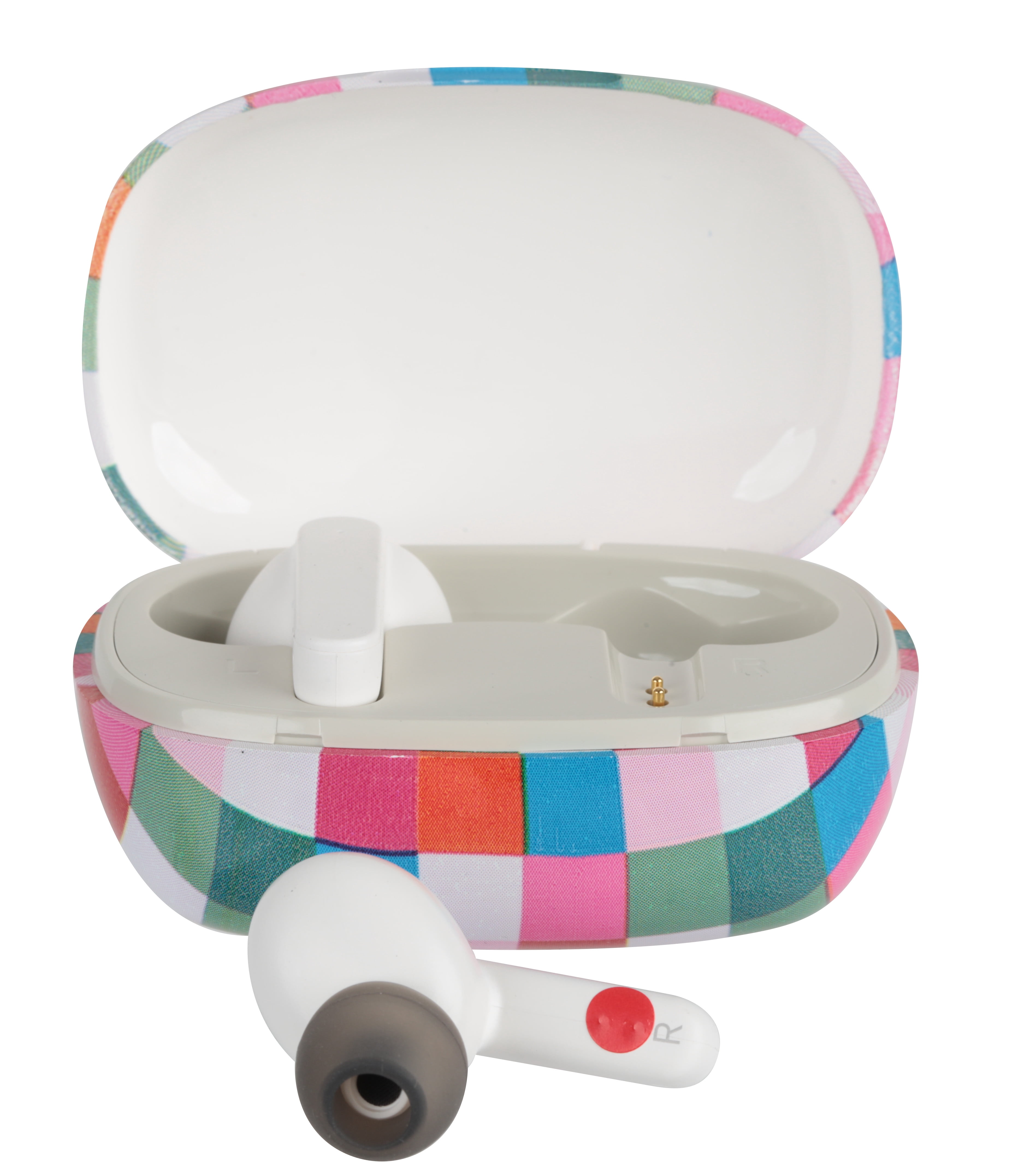 Wireless Bluetooth Earbuds with Charging Case and 20 Hours Playtime, Squares Pattern