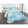 thumbnail image 3 of Ambesonne Pale Blue Quilted Bedspread Set 3 Pcs, Wedding Rings Pearls, King Size, Pale Blue White, 3 of 5