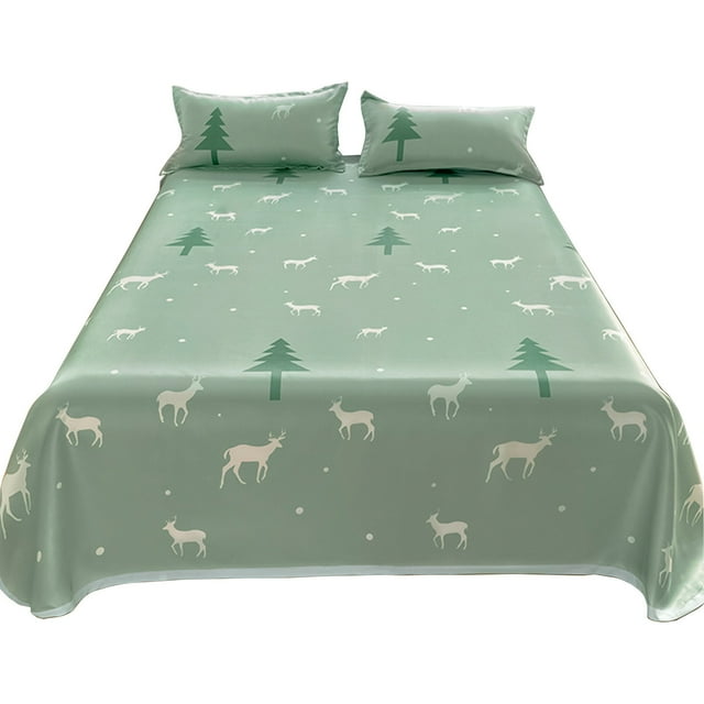Bed Sheets Full Ice Silk Bedding Three Piece Set Breathable Soft Bed Sheet Luxurious Silk Bed Sheet and Pillowcase Realistic and Interesting Patterns Bedding Sets Full
