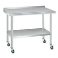 thumbnail image 1 of 60x24 Inch Stainless Steel Prep Table with Backsplash and Locking Wheels, 660 lbs Heavy Duty Commercial Work Table with Adjustable Undershelf, NSF Kitchen Island for Restaurant Home, 30 36 48 60 Inch, 1 of 8