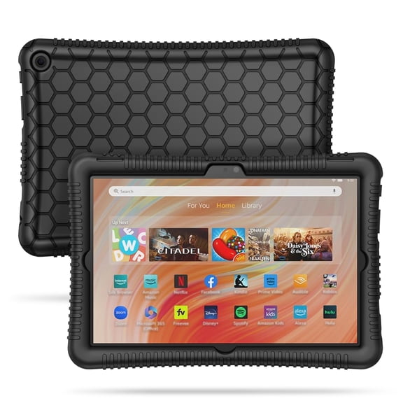 Fintie Silicone Case for 10.1" Fire HD 10 Tablet (13th Generation, 2023 Release) - Light Weight Protective Back Cover, Black