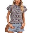 thumbnail image 4 of Xuapaodt INC Crew Neck Pullover Small Floral Top Sleeve Shirt Summer V-Neck Blouse, 4 of 8