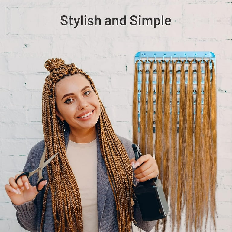 Braiding Hair Rack - Hair Extension Holder with 120 Pegs Multifunction  Braiding Hair Holder Time Saving Extension Holder (120 Pegs, rose red)