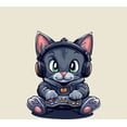 thumbnail image 2 of Focused Gamer Cat Adult Natural Crew Neck Short Sleeve Tee-XXL, 2 of 4