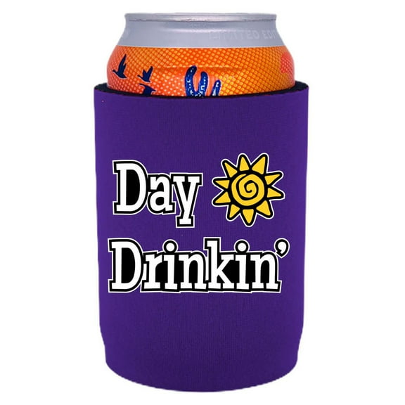 Day Drinkin' Full Bottom Can Coolie (Purple)