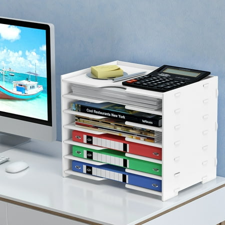 4 6 8 Tiers Desktop Organizer File Folder With Sliding Drawer And
